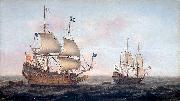 French man-of-war escorted by a Dutch ship in quiet water Jacob Gerritz. Loeff, Monogrammist JGL